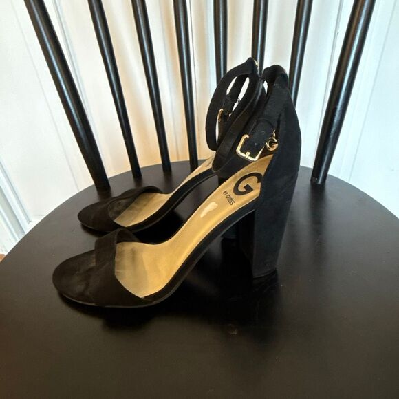 Guess suede black block heel strappy sandals 8.5 - Picture 11 of 11